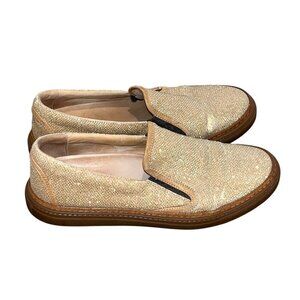 Brunello Cucinelli Metallic Gold Slip On Loafers Womens shoes 37.5